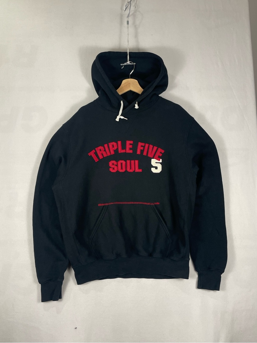 Vintage Y2K Triple Five Soul T5S Red Logo Black Hoodie Sweatshirt Pullover Sz M